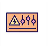 A line icon of a circuit board with a warning sign vector