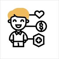 A man with a heart and dollar signs around him vector