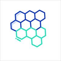 A hexagon with blue and green lines vector