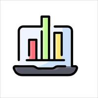 A laptop with a bar chart icon on it vector