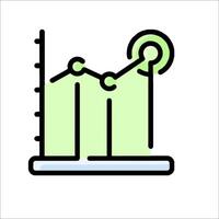 A graph line icon with a bar chart vector