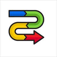 A colorful arrow with a s on it vector
