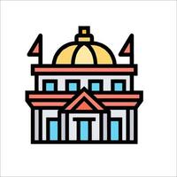 A building with a dome and flags on top vector