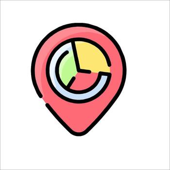 A map pin with a clock on it vector