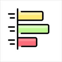 A bar chart icon with three different colors vector