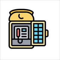 A phone booth icon with a clock inside vector