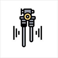 A black and white icon of a microphone vector