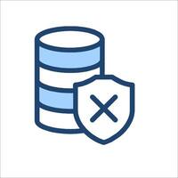 A blue icon with a shield and a disk vector