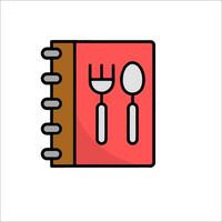 A notebook with fork and spoon icon vector