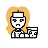 A cartoon woman holding a cup of coffee and a pill vector