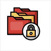File folder icon with lock vector
