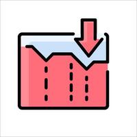 A red box with an arrow pointing down vector