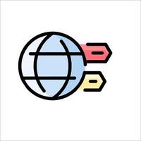 A globe with a red arrow pointing to it vector