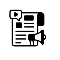 A newspaper icon with a megaphone and a speech bubble vector