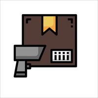 A gun and a box with a ribbon on it vector
