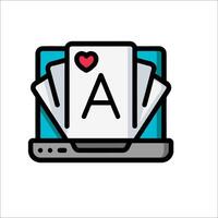 A laptop with a card game icon on it vector