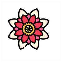 A flower with a yellow center and red petals vector