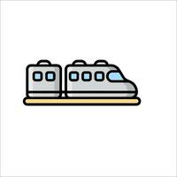 A train is on a track in a flat line vector