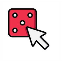 A red dice with a white arrow pointing to it vector