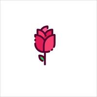 A rose is shown in a simple line drawing vector
