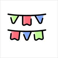 A drawing of a bunting with a red, green and blue flag vector