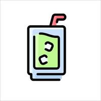 A drink with ice and a straw in it vector