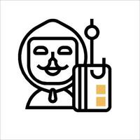 A man in a mask holding a phone and a wallet vector