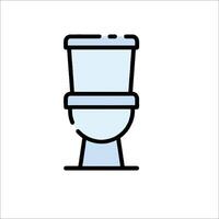 A toilet with a lid on it is shown in a line vector