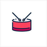 A drum icon with two sticks and a drum vector