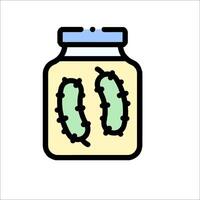 A jar of pickles with two pickles inside vector