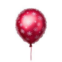 Red balloon with snowflake design, isolated on transparent background. png