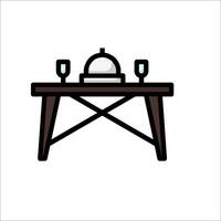A table with a plate and two glasses on it vector