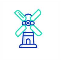 A blue and green windmill icon on a white background vector