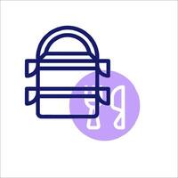 A line icon of a bag with a fork and knife vector