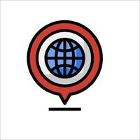 A globe icon on a map pointer vector