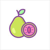 A green pear with a slice cut out of it vector