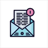 Email envelope icon with a paper document vector