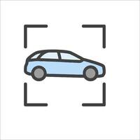 A car is shown in a square frame vector