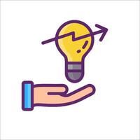 A hand holding a light bulb and an arrow pointing up vector