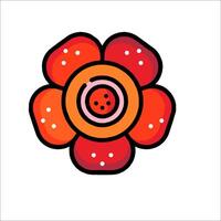A red flower with a button on it vector
