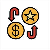 A star and dollar sign are next to each other vector