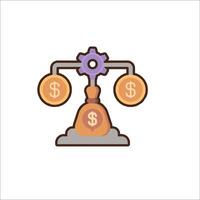Money balance icon with gears and money on top vector