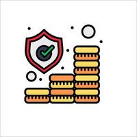 A stack of coins with a shield icon vector