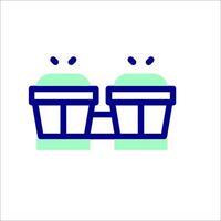 A blue and green icon of two buckets vector