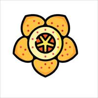 A yellow flower with a cross on it vector