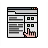 A hand pointing at a computer screen with a mouse pointer vector