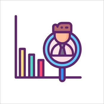 A man in a suit is looking at a graph vector