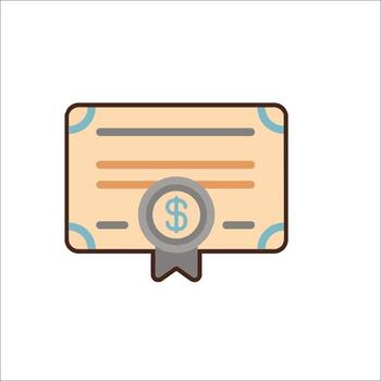 A certificate with a dollar sign on it vector