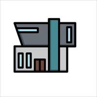 A building icon with a window and a door vector