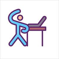 A man is standing on a desk with a laptop vector